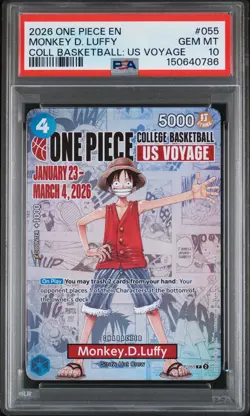 2026 ONE PIECE PROMOS COLLEGE BASKETBALL : US VOYAGE MONKEY D. LUFFY PSA 10 - Image 1