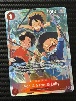 Ace & Sabo & Luffy OP13-007 Alternate Art One Piece English Carrying on His Will - Image 1