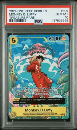 2024 One Piece OP08-Two Legends Monkey D. Luffy #109 Treasure Rare PSA 10 - Image 1
