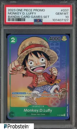 2023 One Piece Promo Foil Bandai Card Games Set #037 Monkey D. Luffy PSA 10 - Image 1