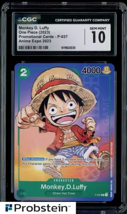 2023 One Piece Promotional Cards P037 Monkey D. Luffy Anime Expo CGC 10 - Image 1
