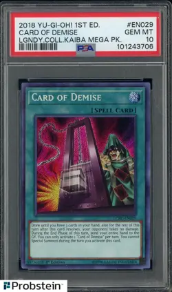 2018 Yu-Gi-Oh! 1st Edition Legendary Kaiba Mega Pack Card of Demise PSA 10 - Image 1