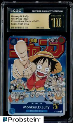 2023 One Piece Promo Card P033 Monkey D. Luffy Event Pack Vol. 2 CGC 10 PRISTINE - Image 1