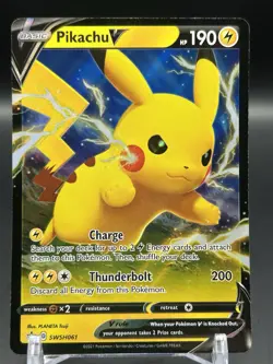 PIKACHU V Full Art Shining Fates Black Star Promo SWSH061 Pokemon Card NM - Image 1