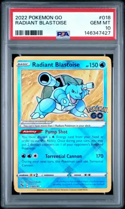 PSA 10 2022 Pokemon GO Radiant Blastoise 018/078 Gem Mint - Image 1