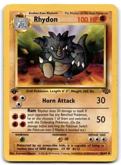 Rhydon 1999 Pokemon Jungle 1st Edition #45/64 - HP - Image 1