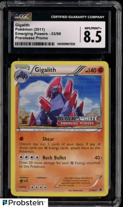 2011 Pokemon Emerging Powers 53/98 Gigalith Prerelease Promo CGC 8.5 - Image 1