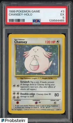 1999 Pokemon Game #3 Chansey Holo Rare PSA 5 EX - Image 1