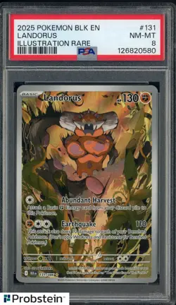 2025 Pokemon BLK EN Illustration Rare #131 Landorus PSA 8 NM-MT - Image 1