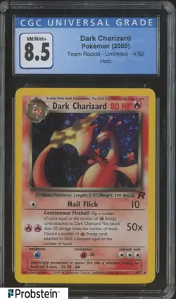 2000 Pokemon Team Rocket Unlimited #4 Dark Charizard Holo CGC 8.5 NM-MT+ - Image 1