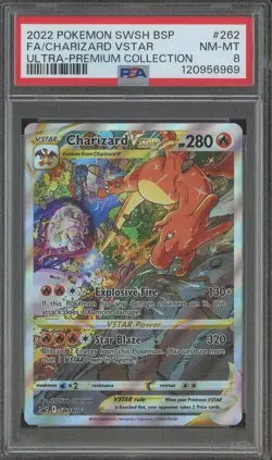 2022 Pokemon SWSH BSP Ultra Premium Collection #262 FA Charizard VSTAR PSA 8 - Image 1