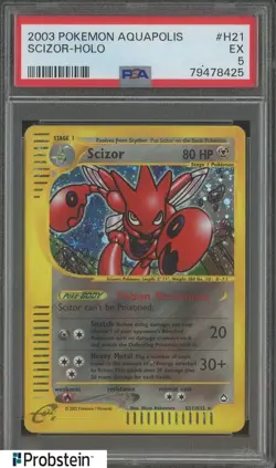 2003 Pokemon Aquapolis #H21 Scizor Holo PSA 5 EX - Image 1