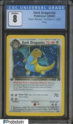 2000 Pokemon Team Rocket 1st Edition #5 Dark Dragonite Holo CGC 8 NM-MT - Image 1