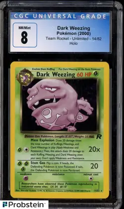 2000 Pokemon Team Rocket 14/82 Dark Weezing Holo CGC 8 - Image 1