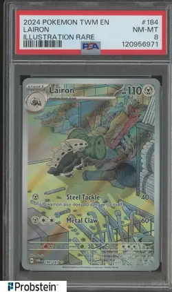 2024 Pokemon TWM EN Illustration Rare #184 Lairon PSA 8 NM-MT - Image 1