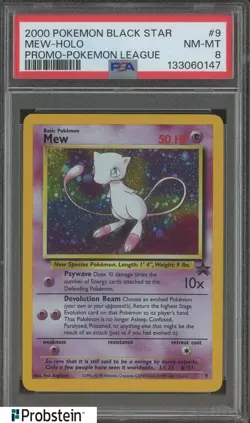 2000 Pokemon Black Star Promo #9 Mew Holo PSA 8 NM-MT - Image 1