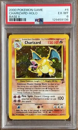 Pokemon TCG Charizard Base Set 2 Holo Unlimited Rare Card PSA 6 - Image 1