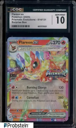 2025 Pokemon Prismatic Evolutions 014/131 Flareon ex Suprise Box CGC 10 #4 - Image 1