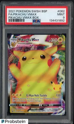 2021 Pokemon SWSH BSP Pikachu Vmax Box #062 Pikachu VMAX PSA 9 MINT - Image 1