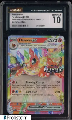 2025 Pokemon Prismatic Evolutions 014/131 Flareon ex Suprise Box CGC 10 #3 - Image 1