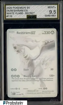 2025 Pokemon SV White Flare Secret #173 FA/ Reshiram ex AGS 9.5 - Image 1