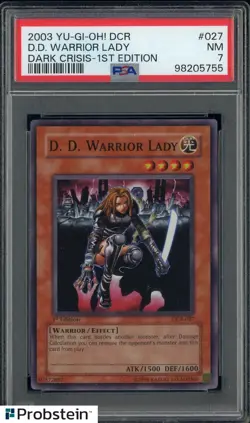 2003 Yu-Gi-Oh! DCR Dark Crisis 1st Edition #027 D.D. Warrior Lady PSA 7 NM - Image 1