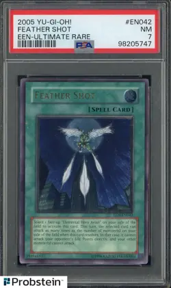 2005 Yu-Gi-Oh! EEN Ultimate Rare #EN042 Feather Shot PSA 7 NM - Image 1