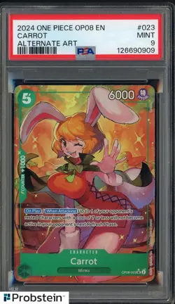 2024 One Piece OP08 EN Alternate Art #023 Carrot PSA 9 MINT - Image 1