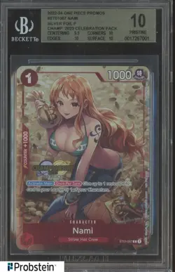 2022-24 One Piece Promos ST01007 Nami Silver Foil Championship 23 Celbrtn BGS 10 - Image 1