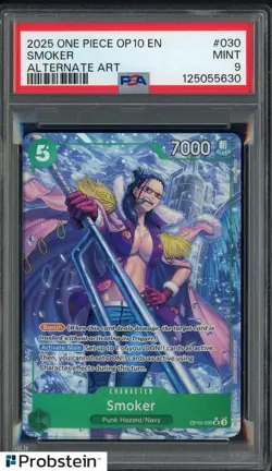 2025 One Piece OP10 EN Alternate Art #030 Smoker PSA 9 MINT - Image 1