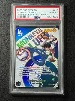 MONKEY D. LUFFY PSA 10 2025 ONE PIECE EN 101 OPG PROMO DODGERS X ONE PIECE NIGHT - Image 1