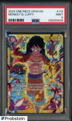 2024 One Piece OP09 EN #119 Monkey D Luffy PSA 9 MINT - Image 1
