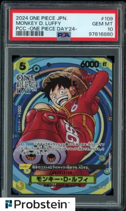 #4 2024 One Piece Japanese PCC One Piece Day #109 Monkey D Luffy PSA 10 - Image 1