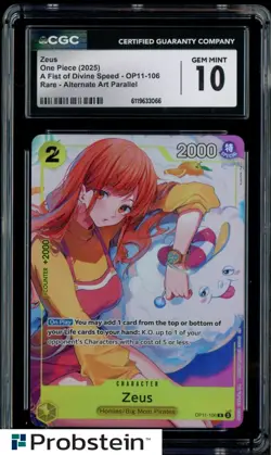 2025 One Piece A Fist of Divine Speed OP11 Zeus Rare Alternate Art CGC 10 - Image 1