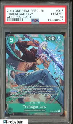 2024 One Piece PRB01 EN #047 Trafalgar Law Alternate Art PSA 10 GEM MINT - Image 1