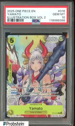 2025 One Piece EN Illustration Box Vol 2 #016 Yamato PSA 10 GEM MINT - Image 1