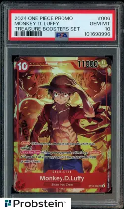 2024 One Piece Promo Treasure Boosters Set #006 Monkey D. Luffy PSA 10 GEM MINT - Image 1
