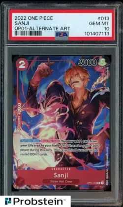 2022 One Piece OP01 Pre-Errata #013 Sanji Alternate Art PSA 10 GEM MINT - Image 1