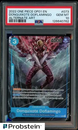 2022 One Piece OP01 Pre-Errata #073 Donquixote Doflamingo Alternate Art PSA 10 - Image 1