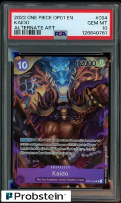 2022 One Piece OP01 EN Pre-Errata #094 Kaido Alternate Art PSA 10 GEM MINT - Image 1