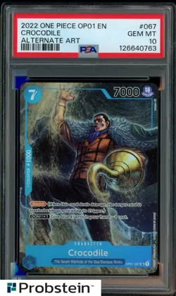 2022 One Piece OP01 EN Pre-Errata #067 Crocodile Alternate Art PSA 10 GEM MINT - Image 1