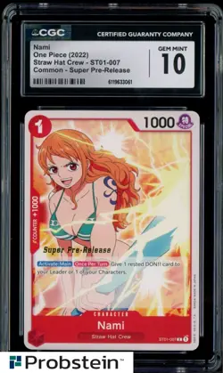 2022 One Piece Straw Hat Crew ST01-007 Nami Super Pre-Release CGC 10 - Image 1