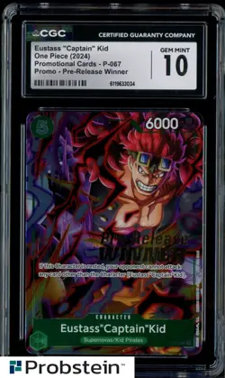 2024 One Piece Promo Cards P067 Eustass "Captain" Kid Pre-Release Winner CGC 10 - Image 1