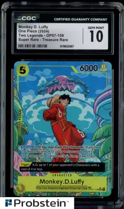 2024 One Piece Two Legends OP07 Monkey D. Luffy Super Rare Treasure CGC 10 - Image 1