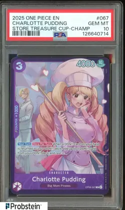 2025 One Piece EN Store Treasure Cup Champ #067 Charlotte Pudding PSA 10 - Image 1