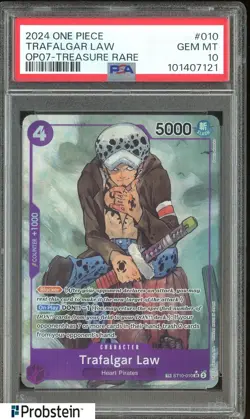 2024 One Piece OP07 #010 Trafalgar Law Treasure Rare PSA 10 GEM MINT - Image 1