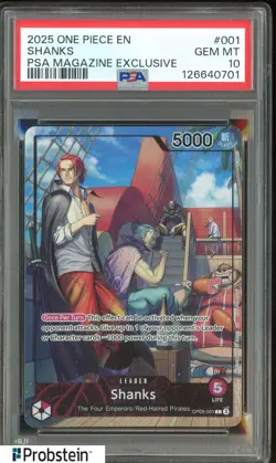 2025 One Piece EN PSA Magazine Exclusive #001 Shanks PSA 10 GEM MINT - Image 1