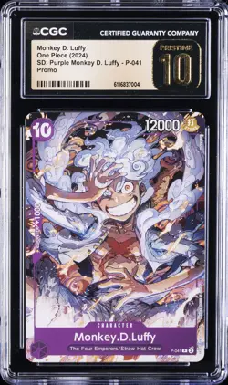 2024 ONE PIECE PURPLE MONKEY PROMO #P-041 MONKEY D. LUFFY CGC 10 PRISTINE - Image 1
