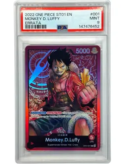 2022 One Piece ST01 Monkey D. Luffy Errata PSA 9 - Image 1