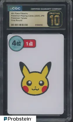 2025 Pokemon JPN Taruka Playing Cards First Round 4th Pl Pikachu CGC 10 PRISTINE - Image 1